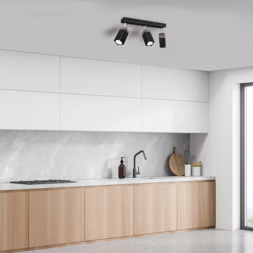 SOLO SAWN Mennyezeti lámpa Fekete Patina Fa 3x mini GU10 Milagro