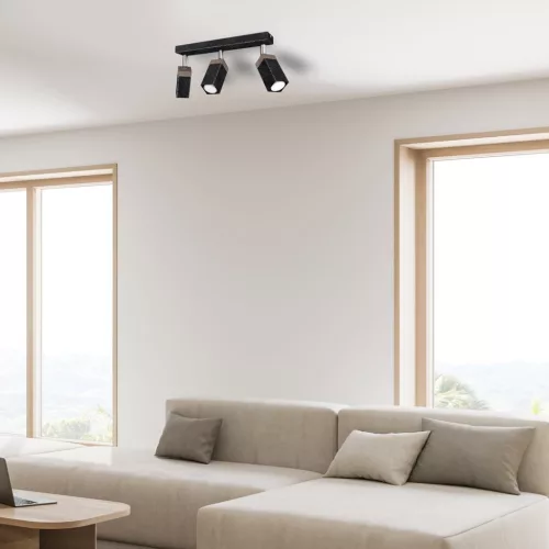 SOLO SAWN Mennyezeti lámpa Fekete Patina Fa 3x mini GU10 Milagro