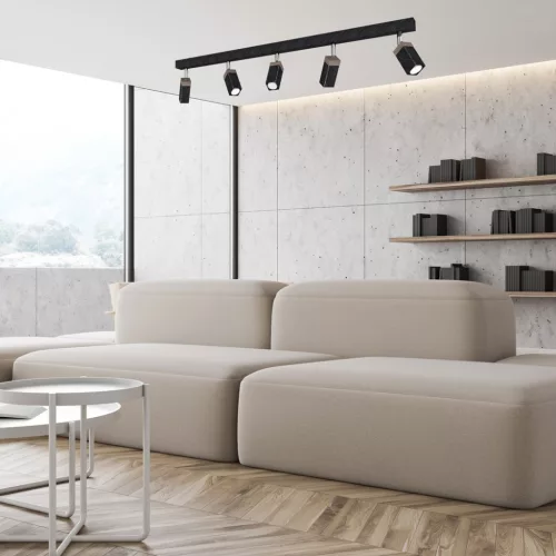 SOLO SAWN Mennyezeti lámpa Fekete Patina Fa 5x mini GU10 Milagro