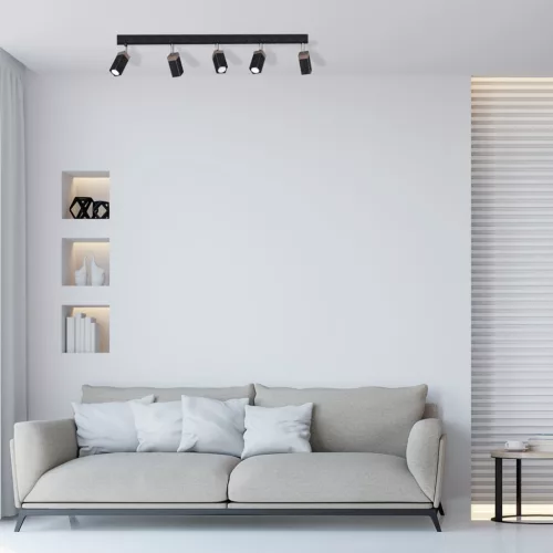 SOLO SAWN Mennyezeti lámpa Fekete Patina Fa 5x mini GU10 Milagro