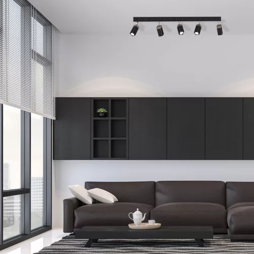 SOLO SAWN Mennyezeti lámpa Fekete Patina Fa 5x mini GU10 Milagro