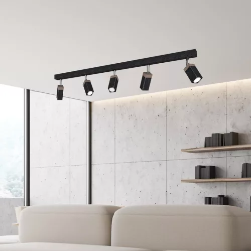 SOLO SAWN Mennyezeti lámpa Fekete Patina Fa 5x mini GU10 Milagro