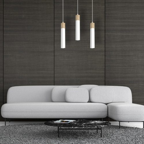 SOLO FŰRÉSZETES Fehér Patina fa függőlámpa 3x mini GU10 Milagro