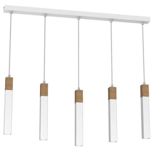 SOLO FŰRÉSZET Fehér Patina fa függőlámpa 5x mini GU10 Milagro