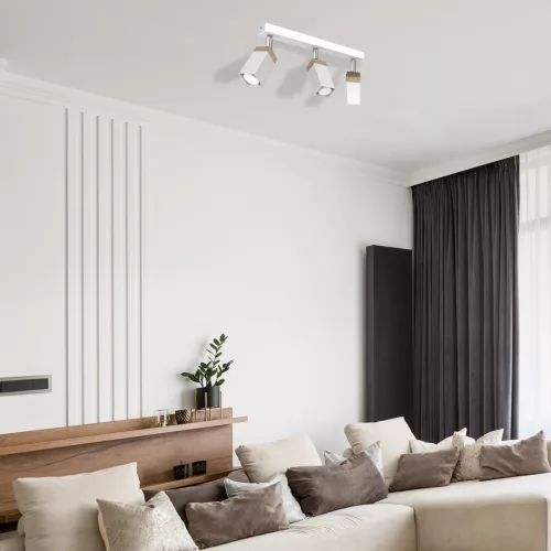 SOLO SAWN Fehér Patina fa mennyezeti lámpa 3x mini GU10 Milagro