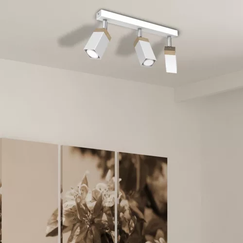 SOLO SAWN Fehér Patina fa mennyezeti lámpa 3x mini GU10 Milagro