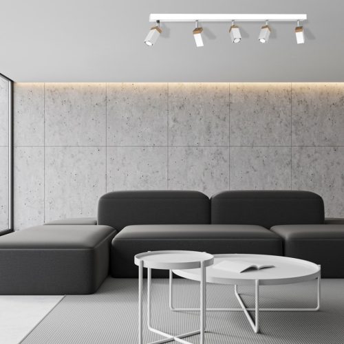 SOLO SAWN Fehér Patina fa mennyezeti lámpa 5x mini GU10 Milagro