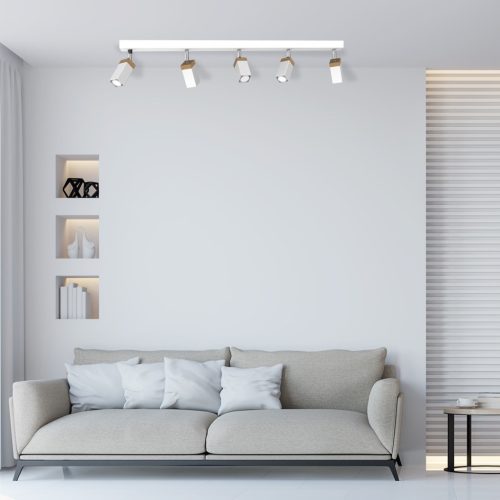 SOLO SAWN Fehér Patina fa mennyezeti lámpa 5x mini GU10 Milagro