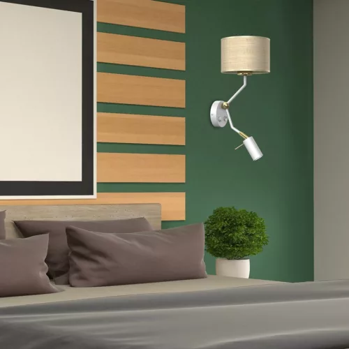 MARSHALL fali lámpa fehér rattan 1xE27 + 1x mini GU10 Milagro