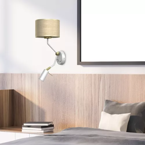 MARSHALL fali lámpa fehér rattan 1xE27 + 1x mini GU10 Milagro