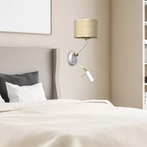 MARSHALL fali lámpa fehér rattan 1xE27 + 1x mini GU10 Milagro