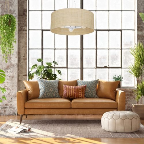 MARSHALL Fehér Rattan mennyezeti lámpa 3xE27 Milagro