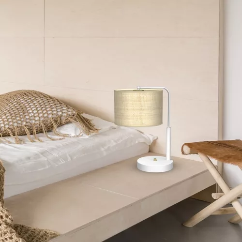 MARSHALL Fehér Rattan asztali lámpa 1xE27 Milagro