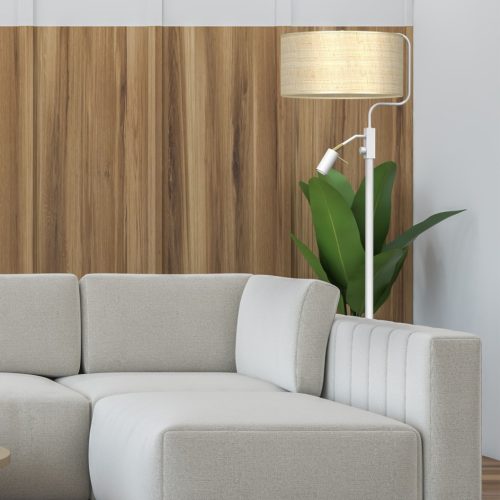 MARSHALL állólámpa fehér rattan 1xE27 + 1x mini GU10 Milagro