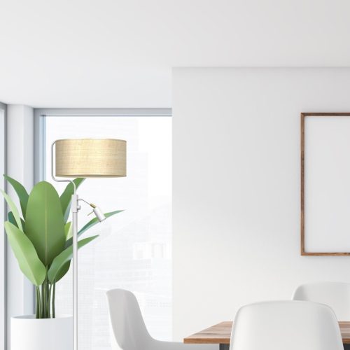 MARSHALL állólámpa fehér rattan 1xE27 + 1x mini GU10 Milagro