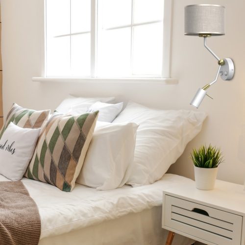 LINO Fali lámpa Fehér Vászon 1xE27 + 1x mini GU10 Milagro