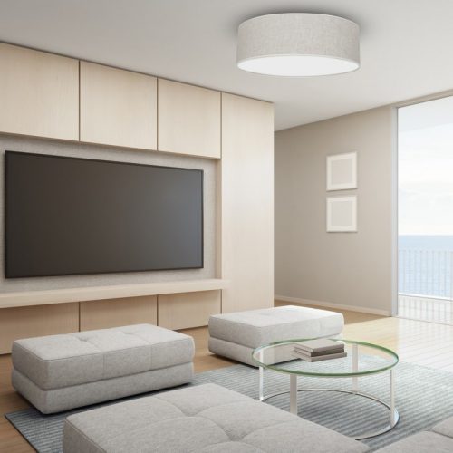 LED mennyezeti lámpa LINO fehér vászon 3xE27 kerek 60cm Milagro