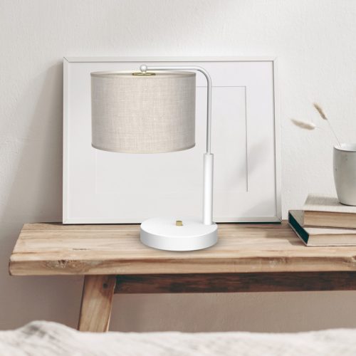LINO fehér vászon asztali lámpa 1xE27 Milagro