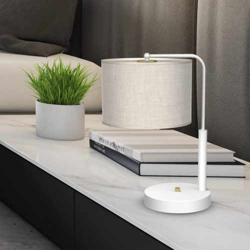 LINO fehér vászon asztali lámpa 1xE27 Milagro