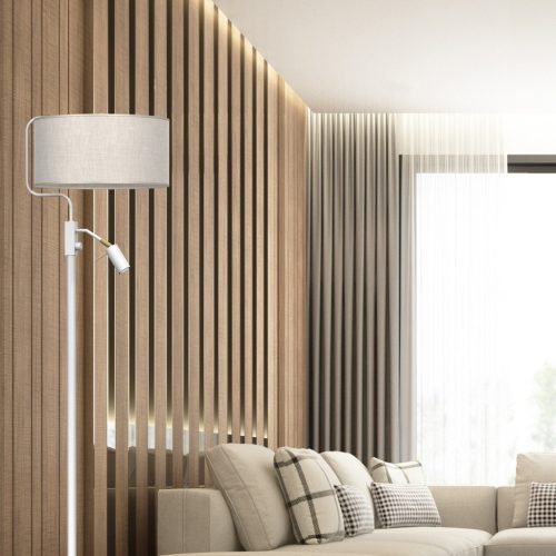 LINO állólámpa fehér vászon 1xE27 + 1x mini GU10 Milagro