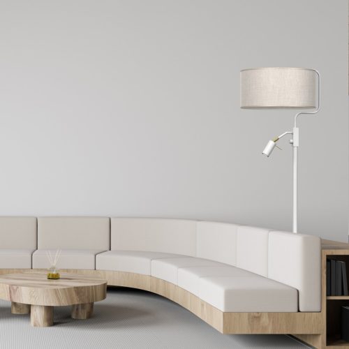 LINO állólámpa fehér vászon 1xE27 + 1x mini GU10 Milagro