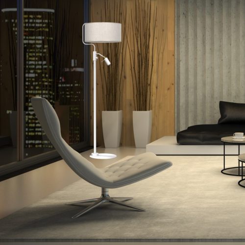 LINO állólámpa fehér vászon 1xE27 + 1x mini GU10 Milagro