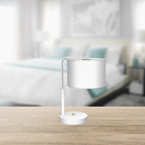 ALBION Asztali lámpa fehér szövet 1xE27 Milagro