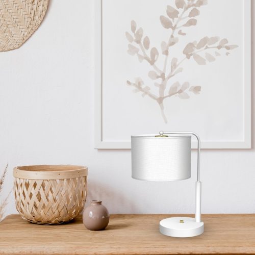 ALBION Asztali lámpa fehér szövet 1xE27 Milagro