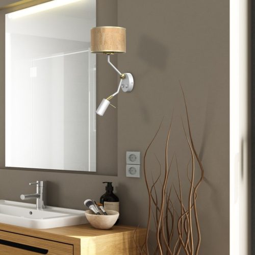 CORK Fali lámpa Fehér parafa 1xE27 + Mini GU10 Milagro