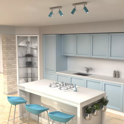 PRESTON mennyezeti lámpa kék fehér 2x mini GU10 Milagro