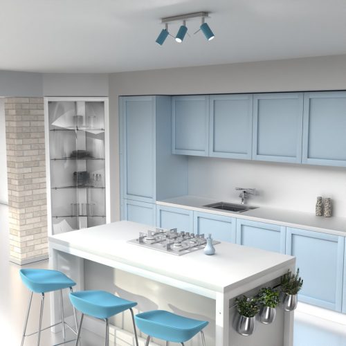 PRESTON mennyezeti lámpa kék fehér 3x mini GU10 Milagro