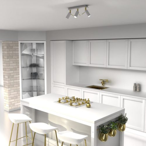 PRESTON Gold fehér mennyezeti lámpa 3x mini GU10 Milagro