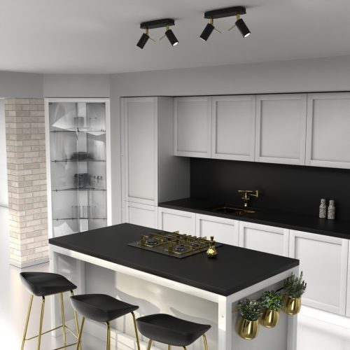 PRESTON Gold fekete mennyezeti lámpa 2x mini GU10 Milagro