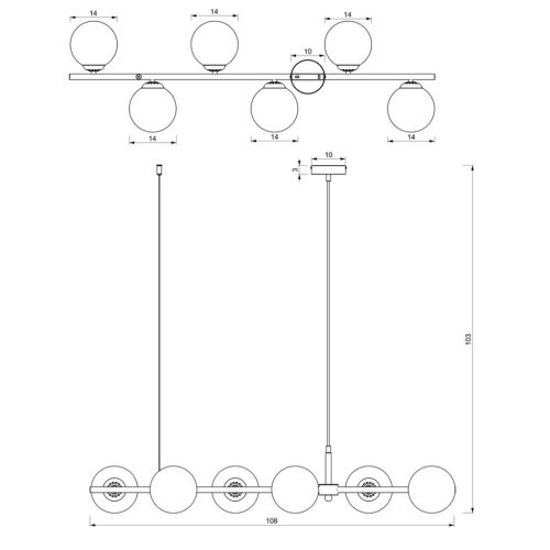 POP mennyezeti lámpa 6xE14 fehér és fekete Milagro