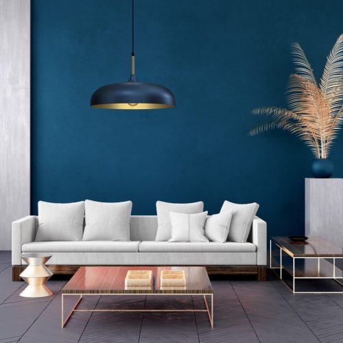 LINCOLN mennyezeti függőlámpa kék arany 1xE27 45cm Milagro