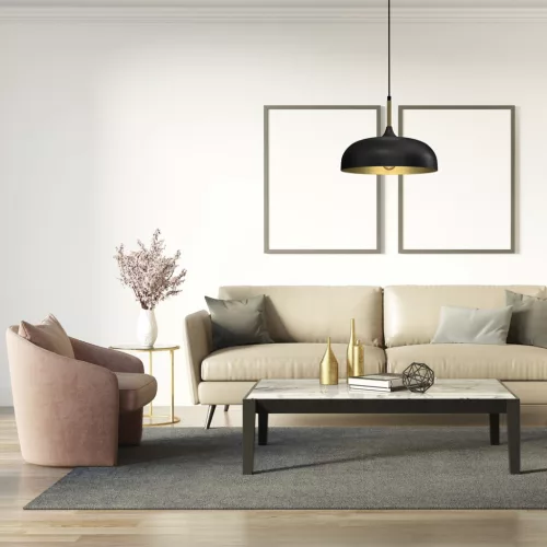 LINCOLN mennyezeti függőlámpa fekete arany 1xE27 35cm Milagro