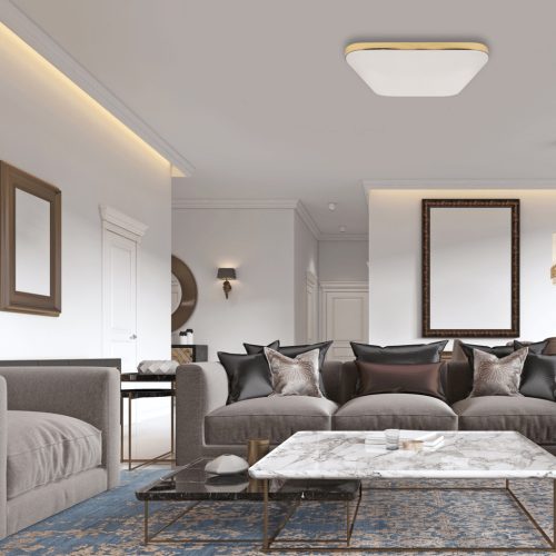 LED mennyezeti lámpa Felületre szerelt Gold Square Nemo 17W 33 cm 4000K IP44 Milagro