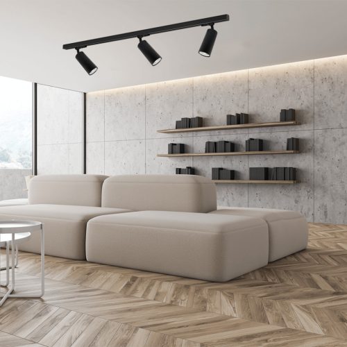 Világítósín készlet 1,5 m-es sín + 3x GU10 sín könnyű fekete Mica Milagro