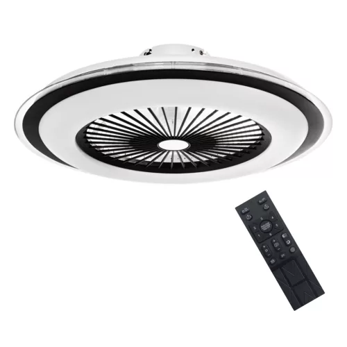 Felületre szerelhető LED mennyezeti lámpa Fekete kerek ZONDA 48W 60 cm CCT Milagro ventilátorral