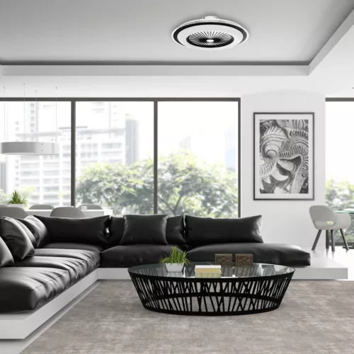 Felületre szerelhető LED mennyezeti lámpa Fekete kerek ZONDA 48W 60 cm CCT Milagro ventilátorral