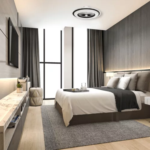 Felületre szerelhető LED mennyezeti lámpa Fekete kerek ZONDA 48W 60 cm CCT Milagro ventilátorral