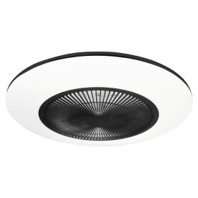   Felületre szerelhető LED mennyezeti lámpa Fekete kerek ARIA 38W 55 cm CCT ventilátorral + Milagro távirányító