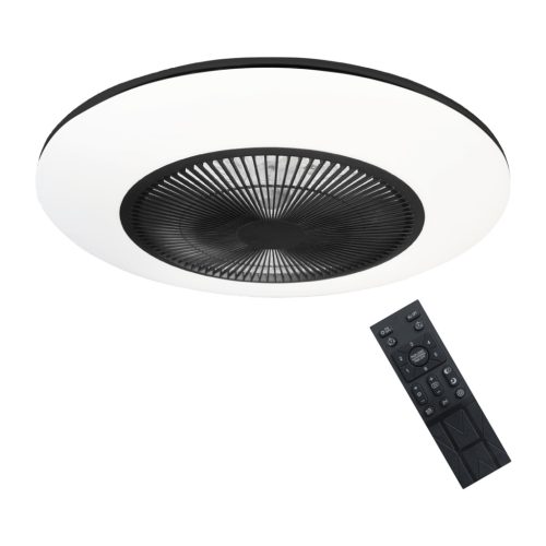 Felületre szerelhető LED mennyezeti lámpa Fekete kerek ARIA 38W 55 cm CCT ventilátorral + Milagro távirányító