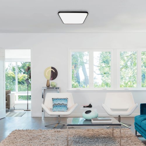 LED felületre szerelhető mennyezeti lámpa fekete négyzet FABIO 23W 37 cm 4000K Milagro