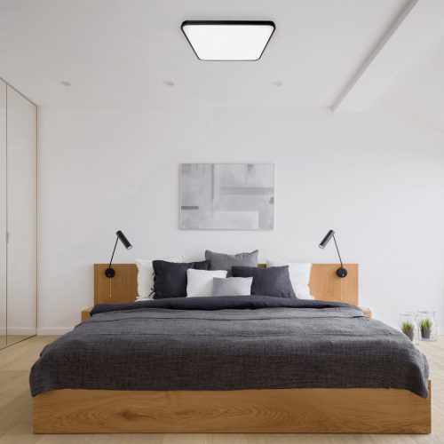 LED felületre szerelhető mennyezeti lámpa fekete négyzet FABIO 23W 37 cm 4000K Milagro