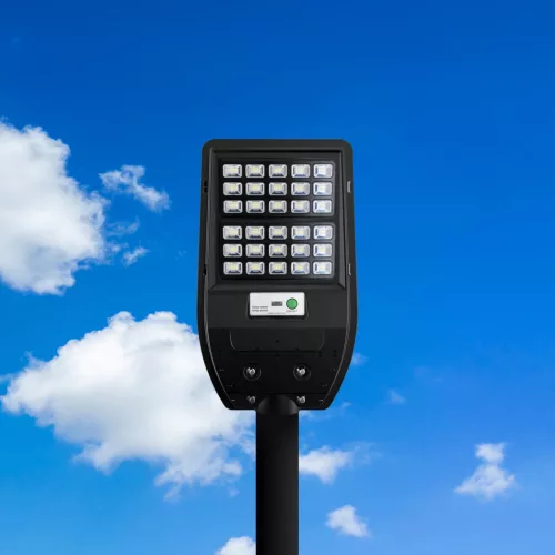 VIA LED Solar utcai lámpa IP65 50W 6000K fekete mozgás- és szürkületérzékelő + Eco-Light távirányító