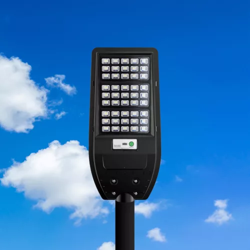 VIA LED Solar utcai lámpa IP65 100W 6000K fekete mozgás- és szürkületérzékelő + Eco-Light távirányító