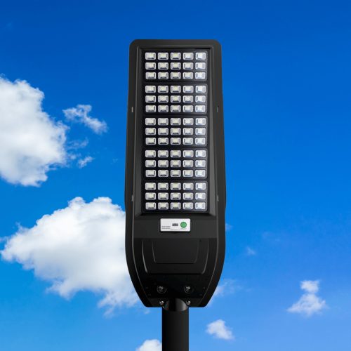 VIA LED Solar utcai lámpa IP65 200W 6000K fekete mozgás- és szürkületérzékelő + Eco-Light távirányító