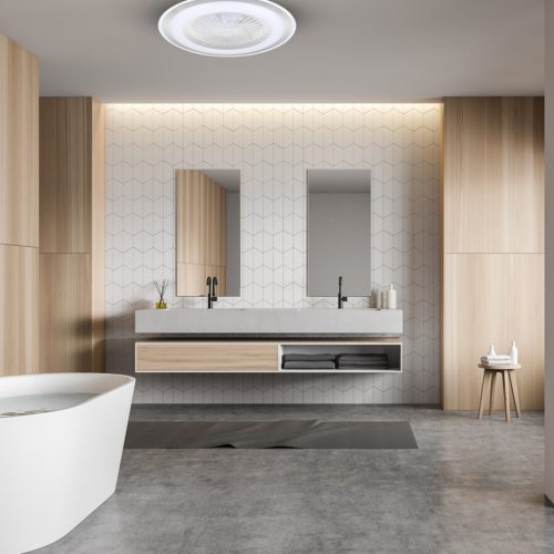 LED felületre szerelhető mennyezeti lámpa ZONDA Silver 48W Milagro ventilátorral