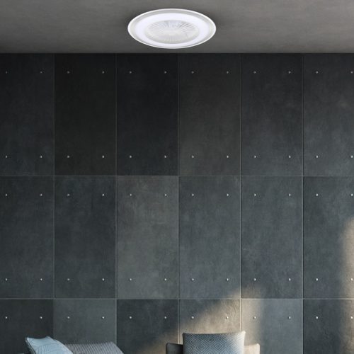 LED felületre szerelhető mennyezeti lámpa ZONDA Silver 48W Milagro ventilátorral